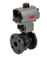 Robinet sfera corp inox-otel carbon split PN16 flansati cu actionare pneumatica