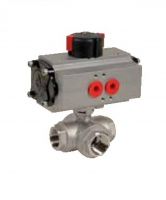 Robinet 3 cai inox PN40 cu actionare pneumatica