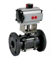 Robinet cu flansa- 3 piese inox-otel carbonDN100 cu actionare pneumatica