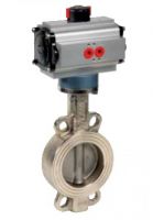 Robineti clapa fluture corp otel carbon manseta metal tip Wafer DN32/200 cu actionare pneumatica